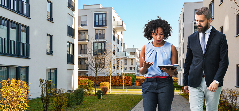Consumers energy worker going through an energy assessment of apartments 